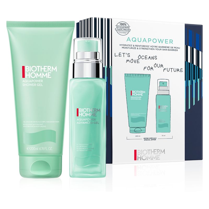 BIOTHERM - Set Hidratante Aquapower Shower Gel 200ml + Advanced Gel 75ml Biotherm Homme